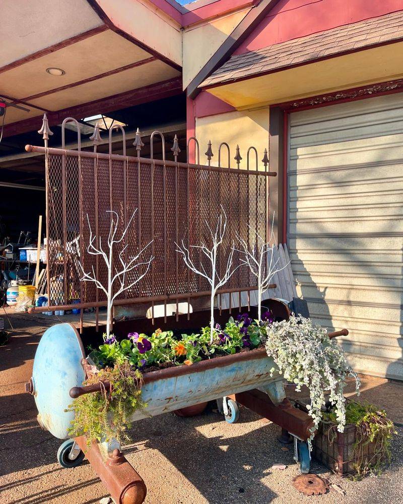 Repurposed Farm Equipment Planters
