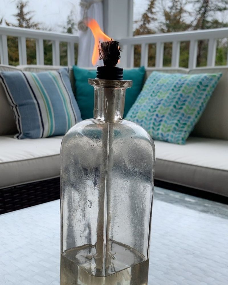 Repurposed Wine Bottle Torches