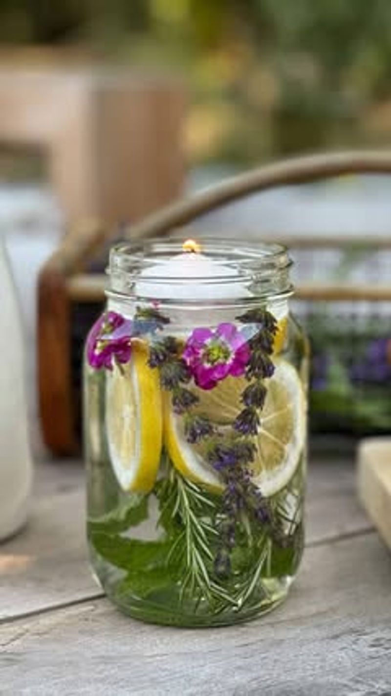 Mason Jar Lanterns With Fresh Herbs