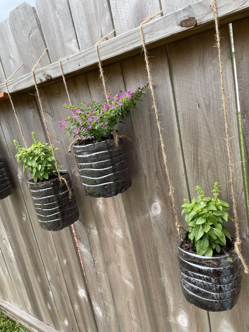 Rope-Suspended Bucket Planters