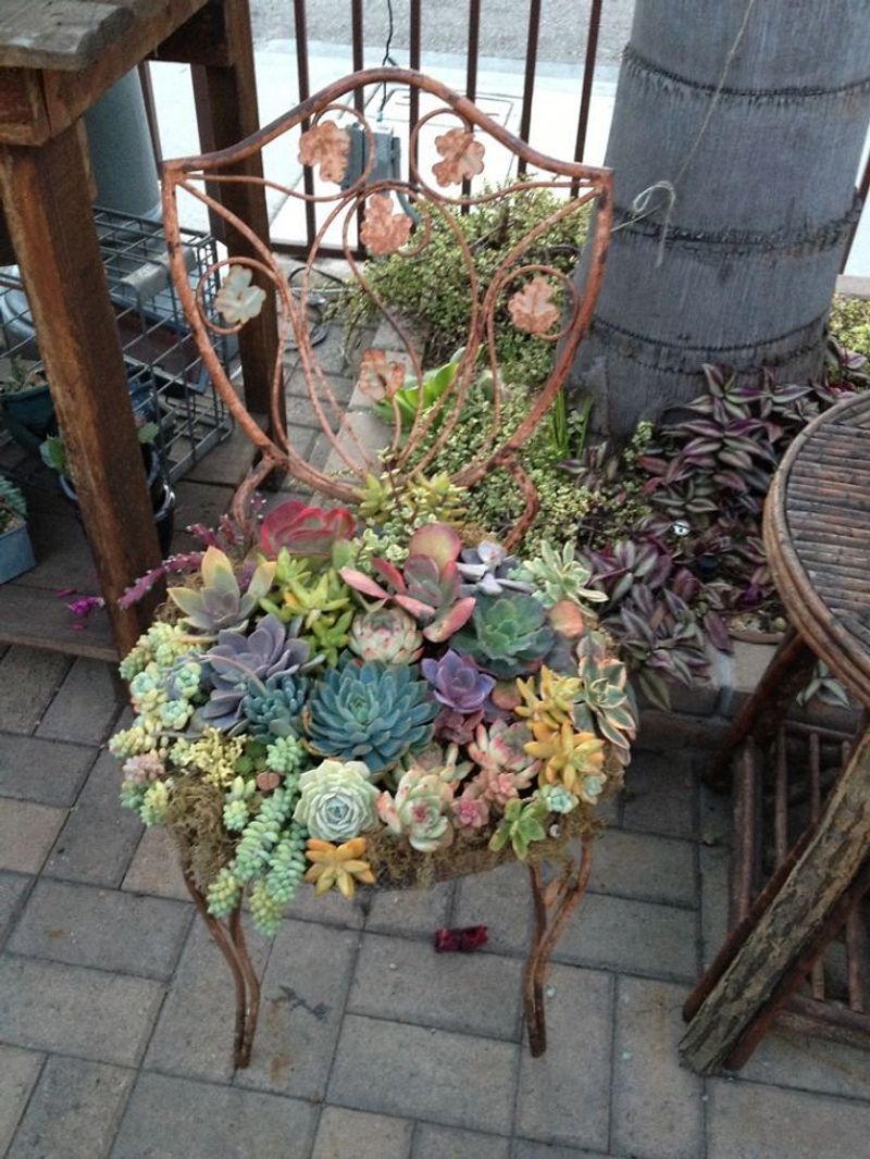 Metal Chair Herb Tower