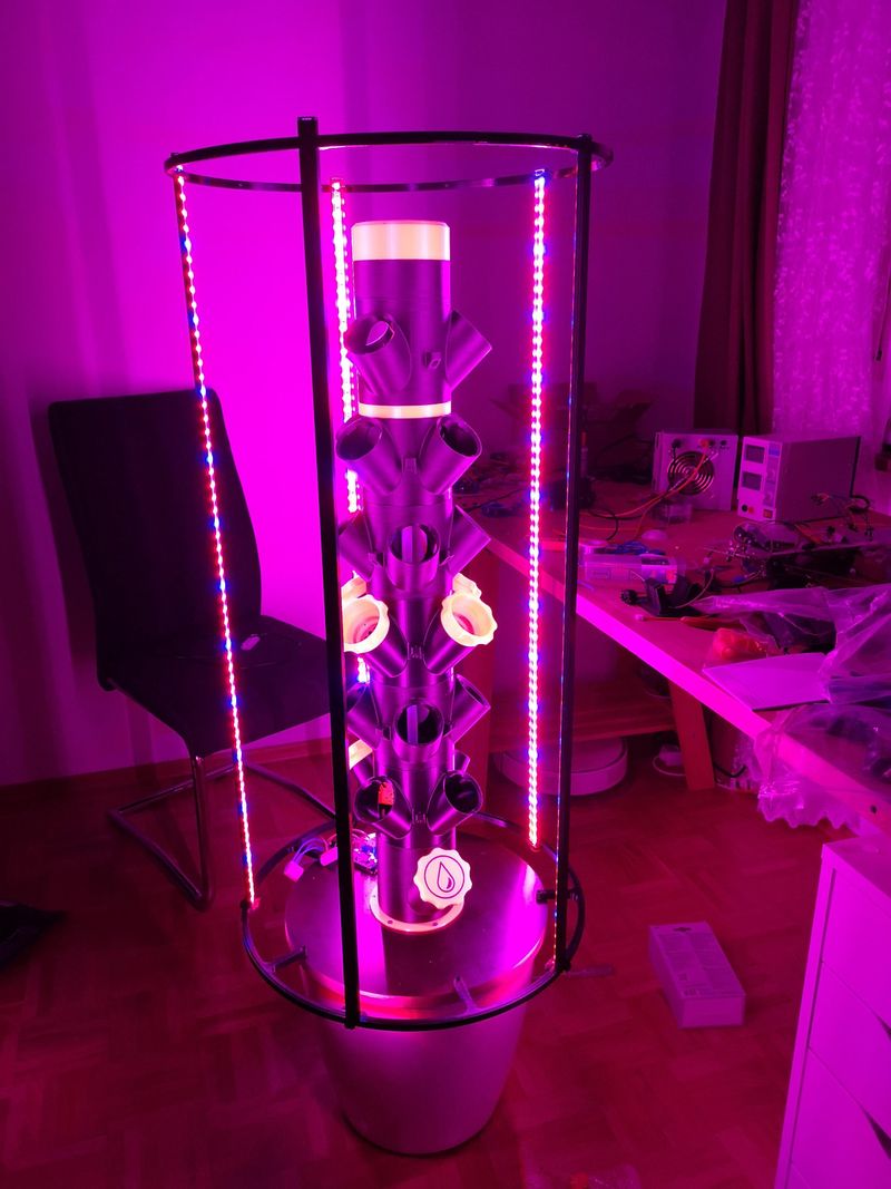 Vertical Plant Tower With Integrated Lights