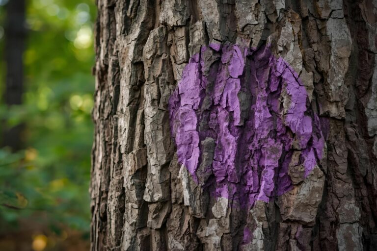 purple marks on a tree