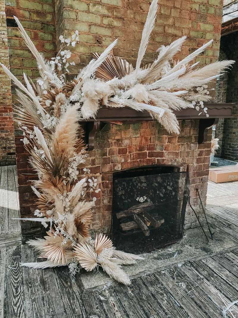 Fireplace Mantel Grass Display