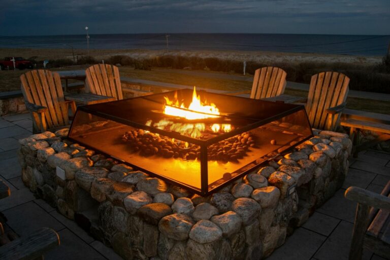 Fire Pit by the Beach at Night