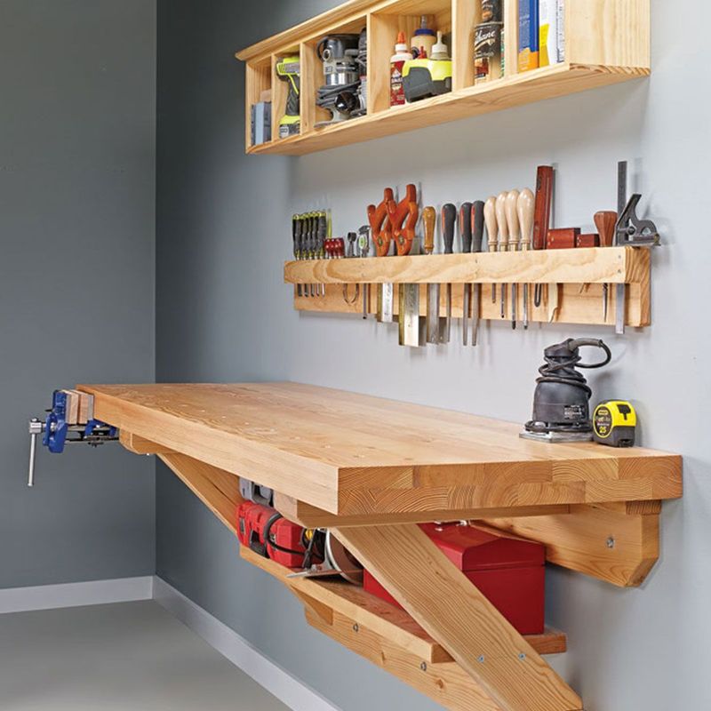 Wall-Mounted Fold-Down Workbenches