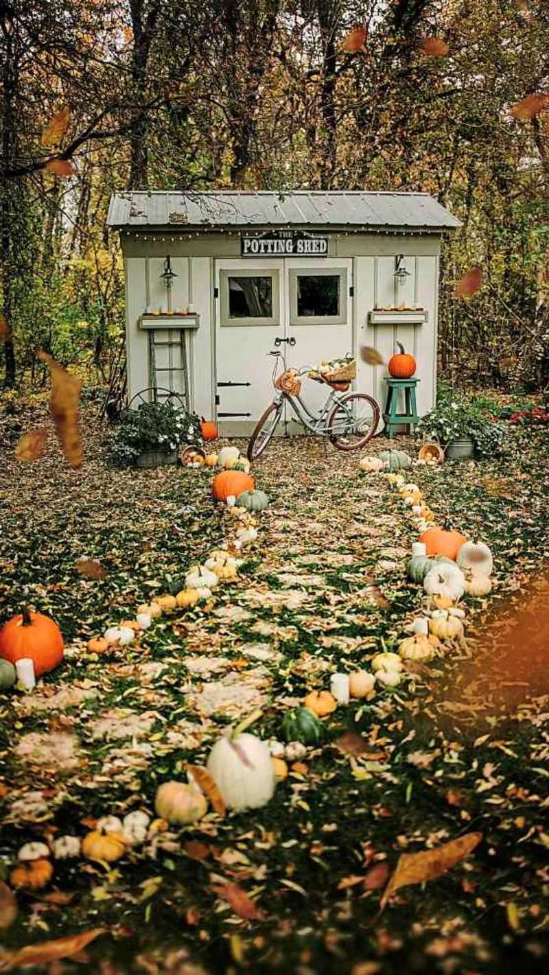 Autumn Brook Stone And Pumpkin Vignette