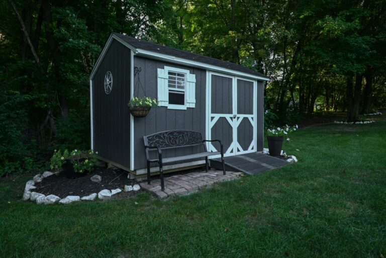 close up of outdoor storage shed in backyard