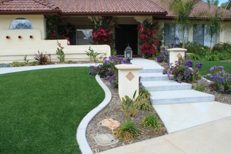 Front Yard With Artificial Turf
