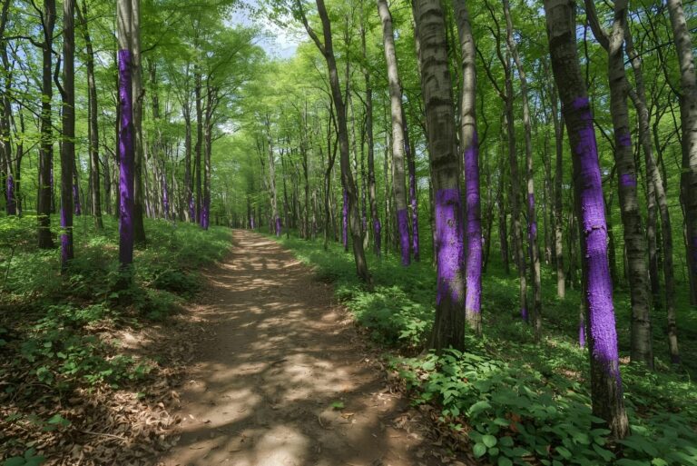 purple marks on trees