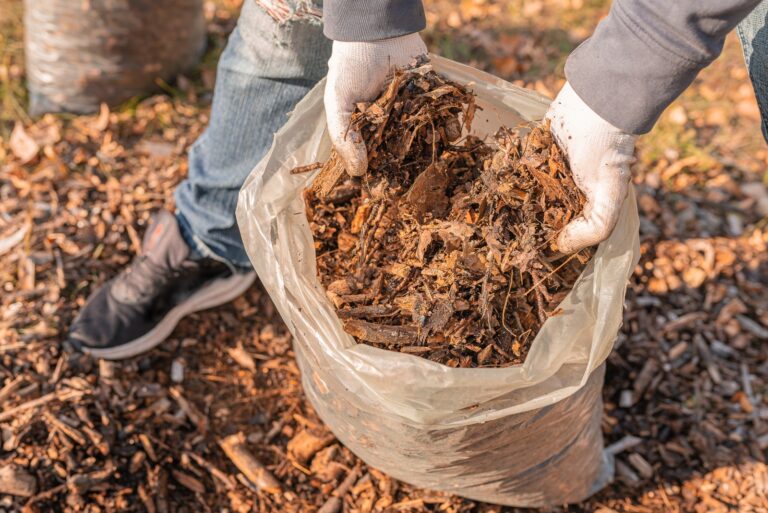 organic waste mulch in a bag