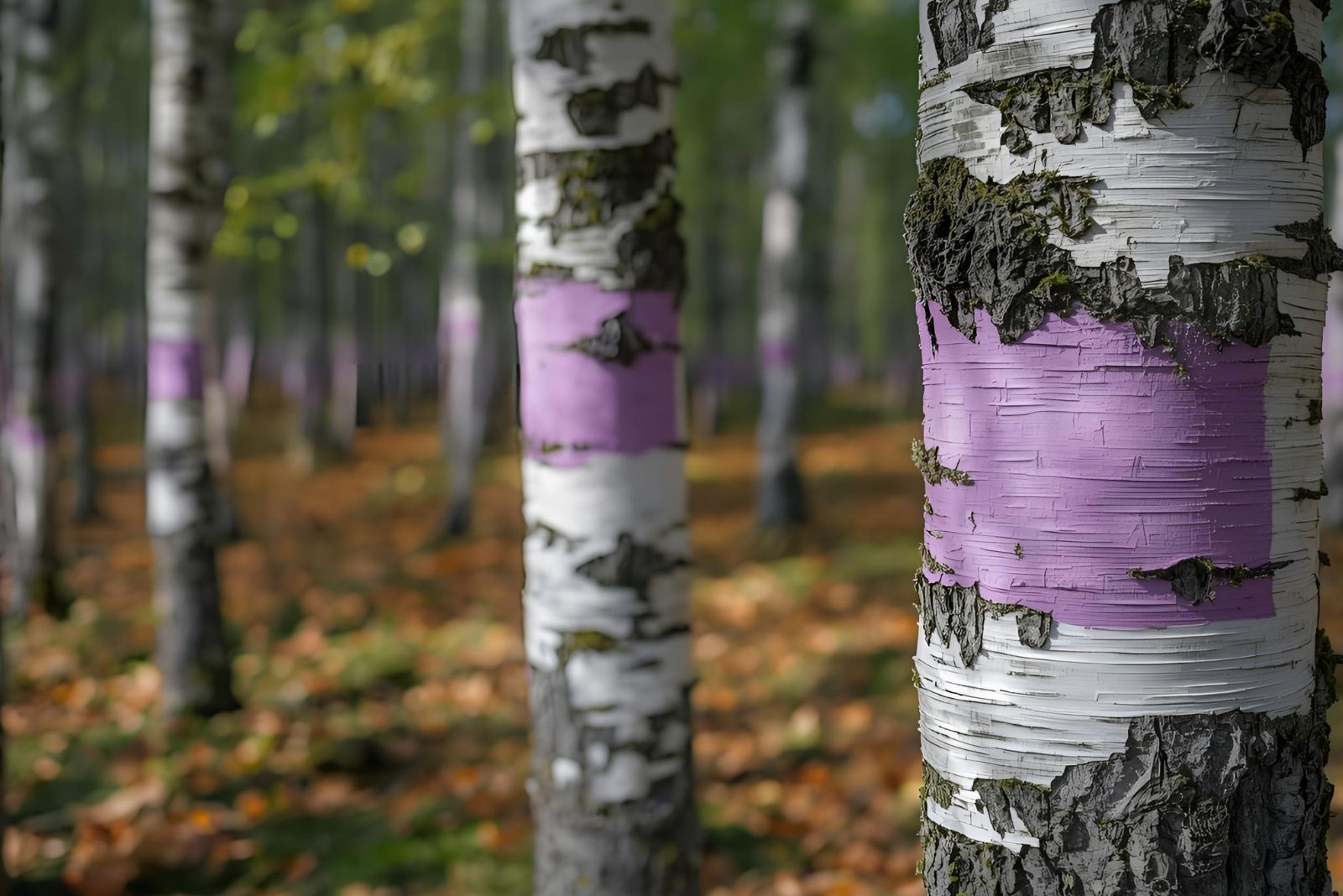 trees painted purple