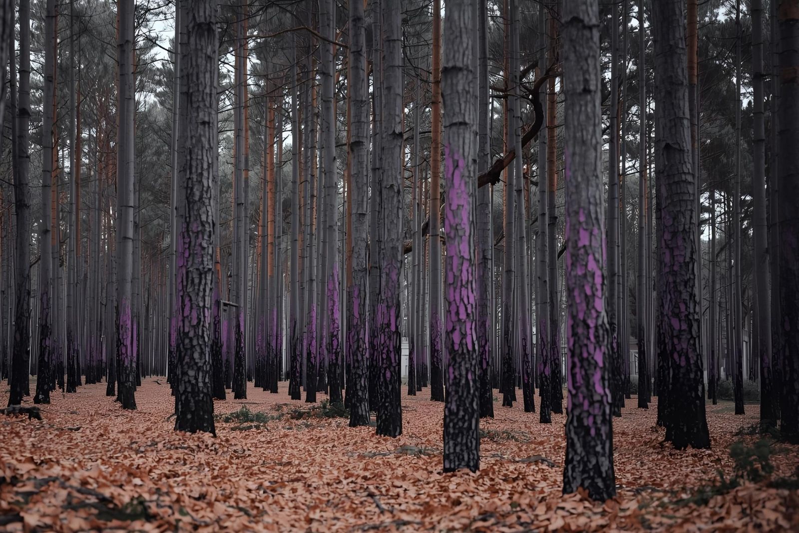 purple marks on trees