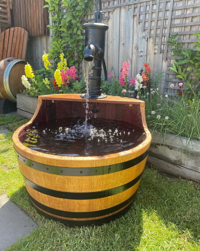 Wine Barrel Fountain With Texas Hill Country Style