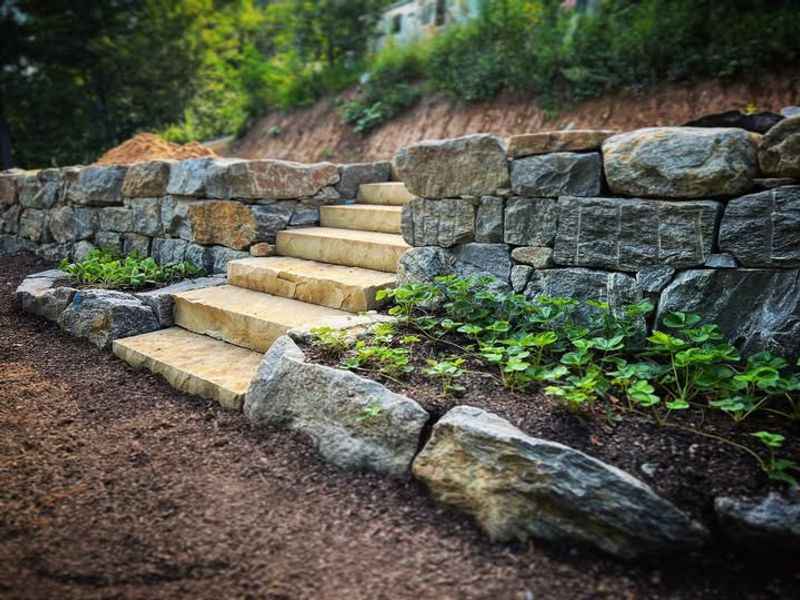 Stacked Stone Retaining Wall Steps