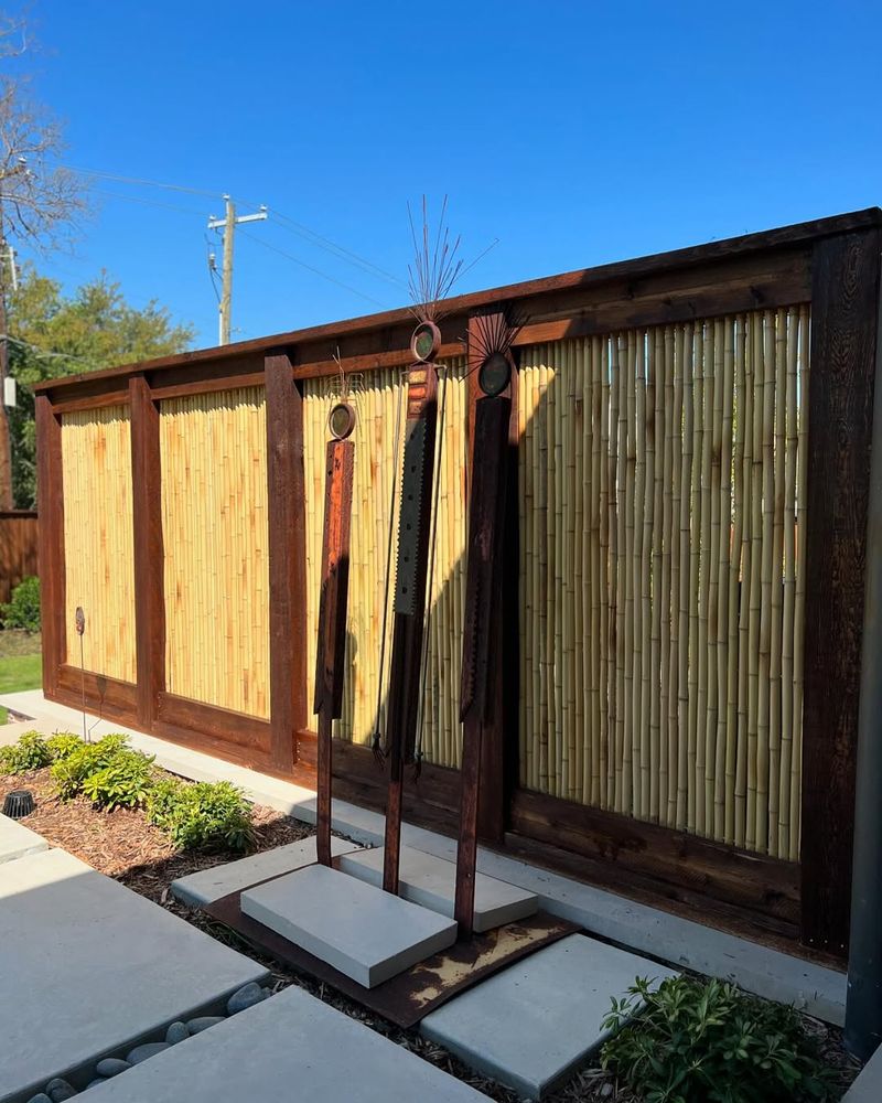 Bamboo Fence With Planters
