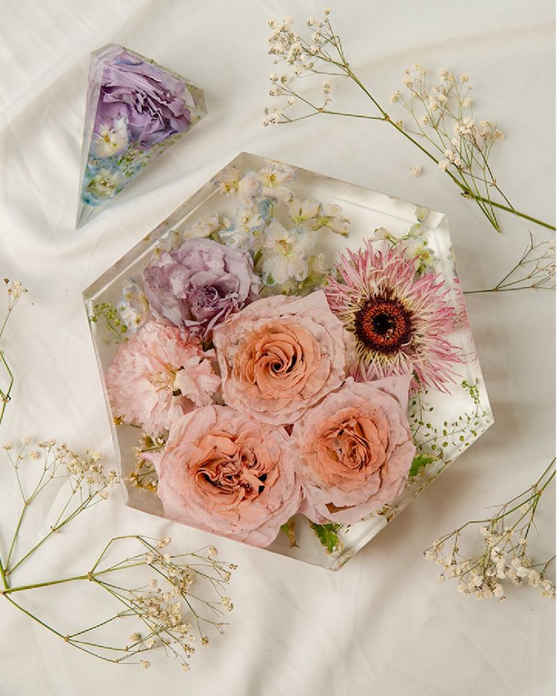 Pressed Blooms In Clear Wax Displays