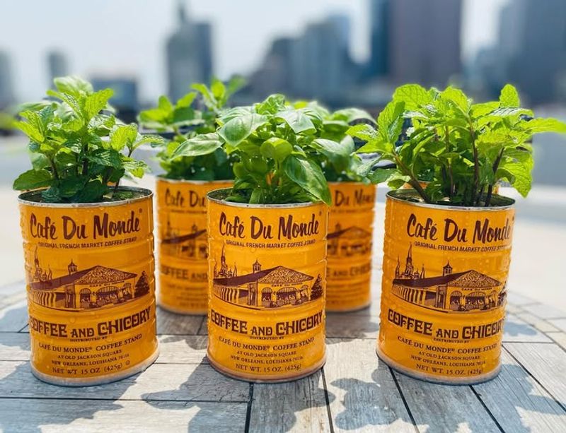 Coffee Cans Turned Into Vertical Garden Towers