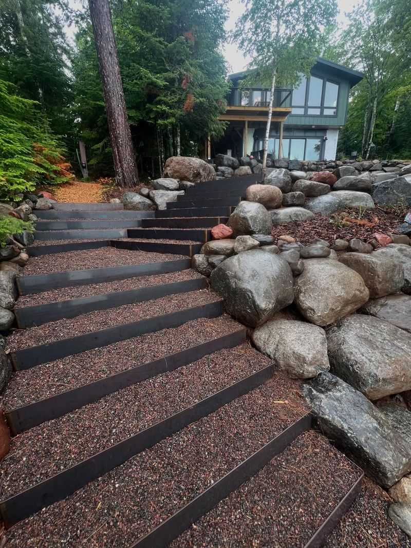 Gravel Steps With Metal Edging