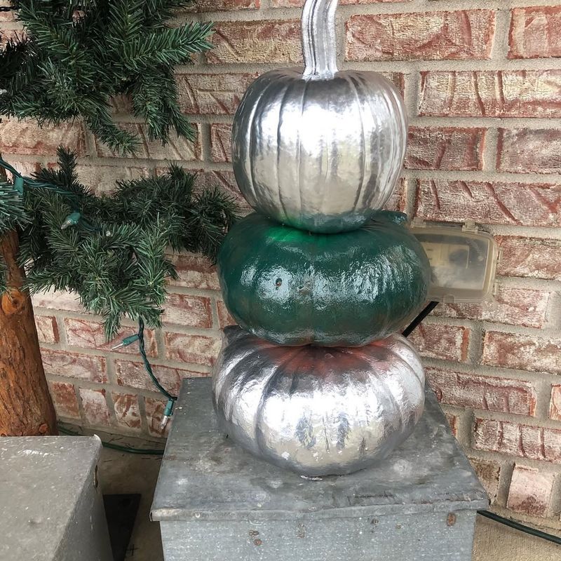 Painted Pumpkin Modern Art with Mums