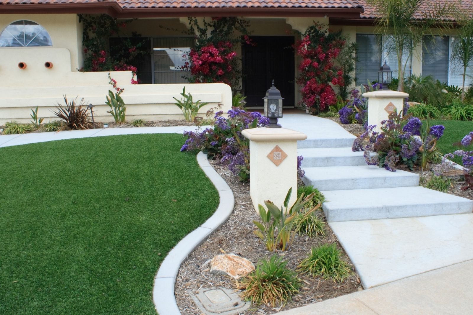 Front Yard With Artificial Turf