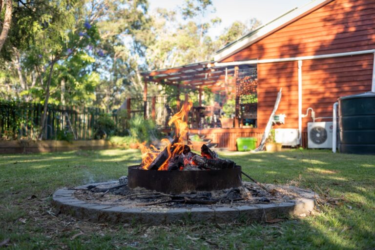 Home fire pit in the yard