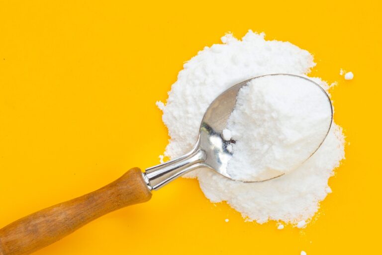 Baking soda on yellow background