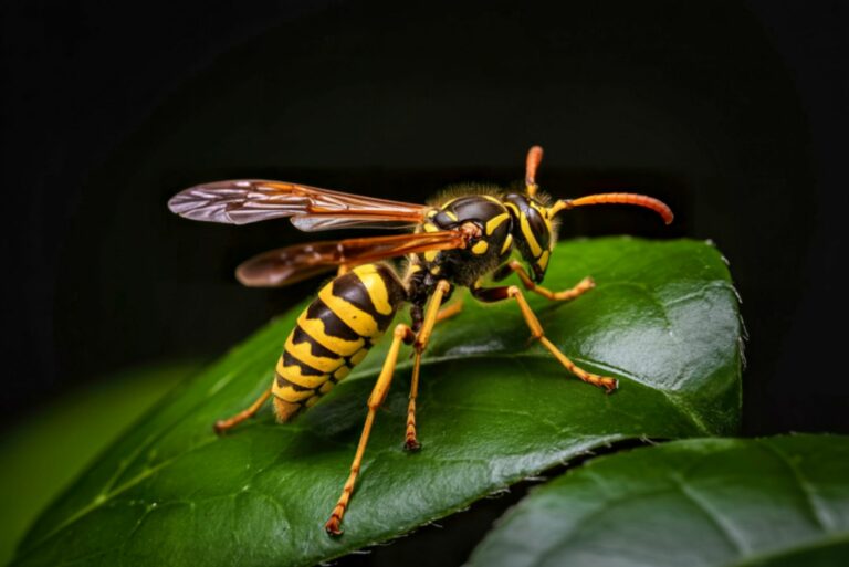 yellow jacket wasp on a leaf