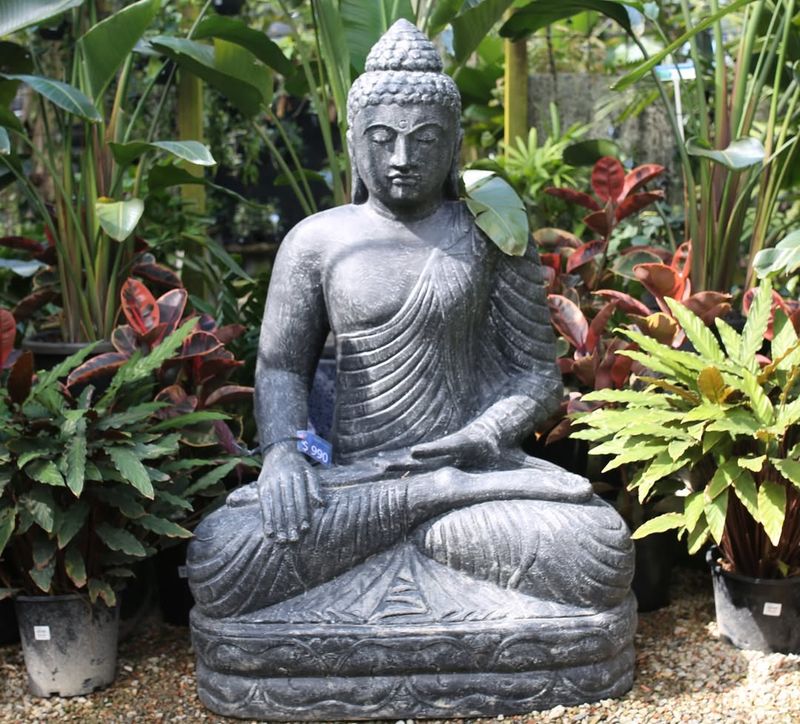 Succulent Rock Garden With Buddha Statues