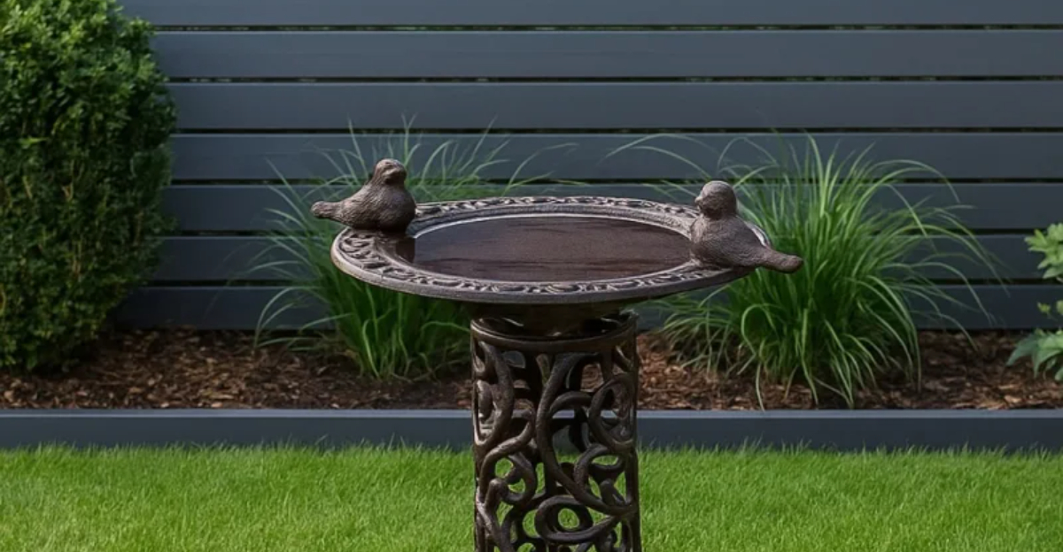 metal birdbath