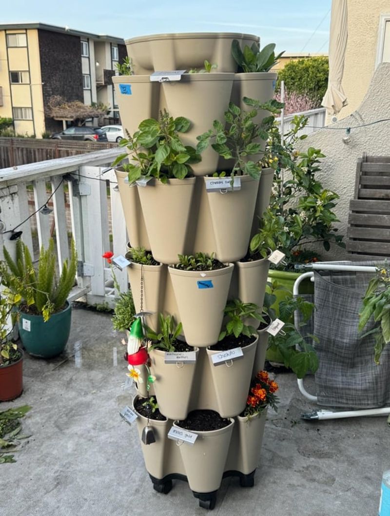 Stacked Planter Towers For Flowers