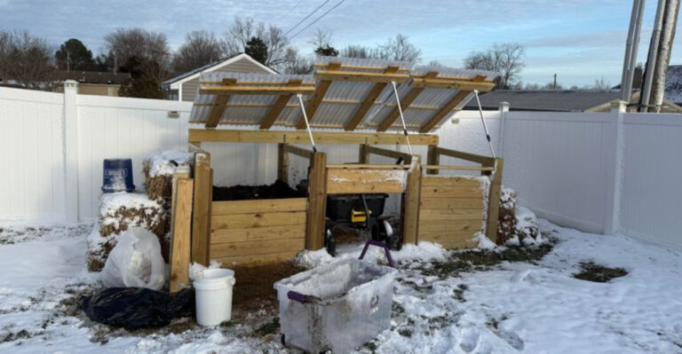open composting bins in winter