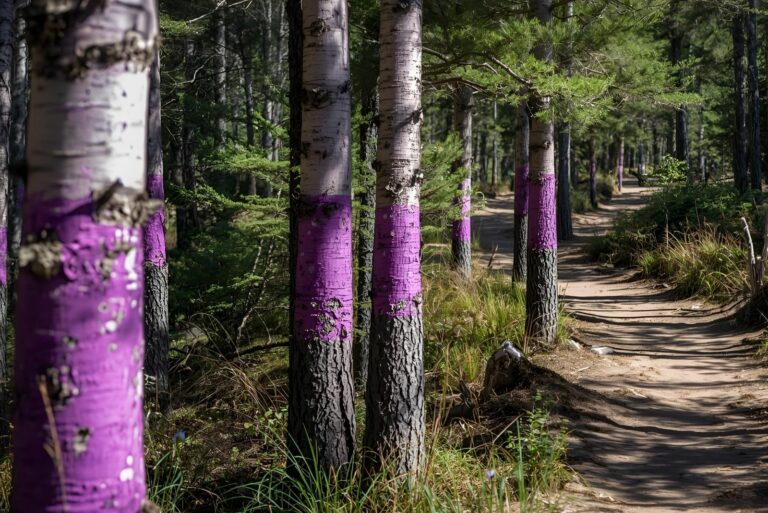 purple marks on trees