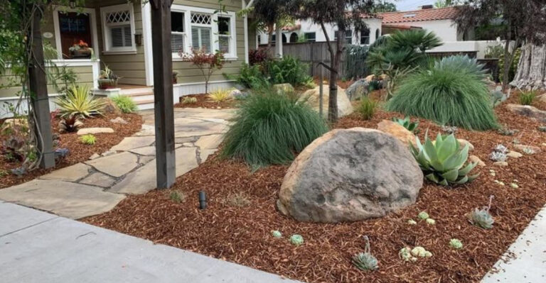 mulch rock bed garden