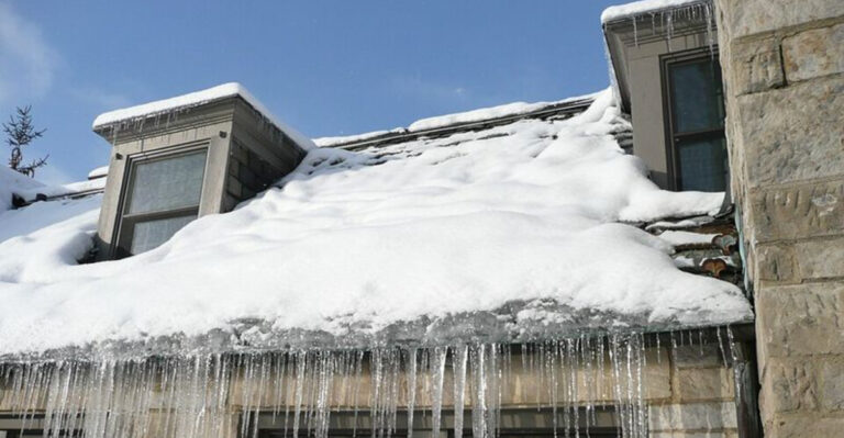 snow and ice dams on roof