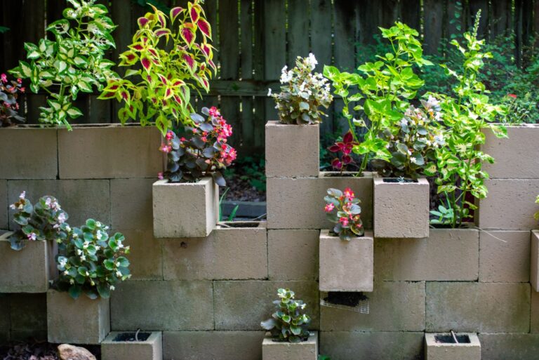 cinder block vertical garden