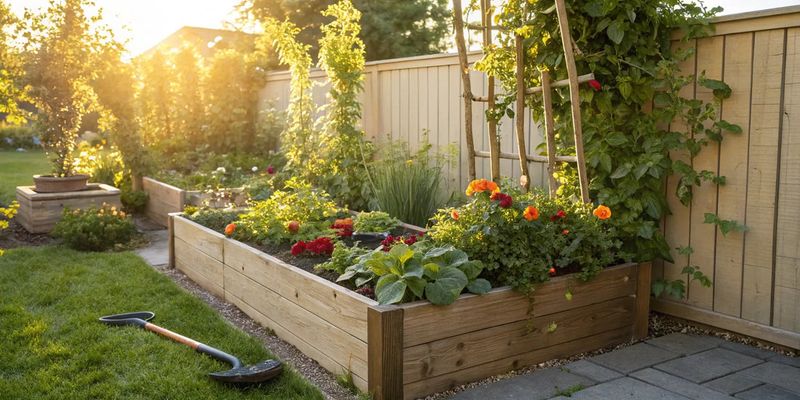 Raised Bed Garden Layout With Strategic Spacing