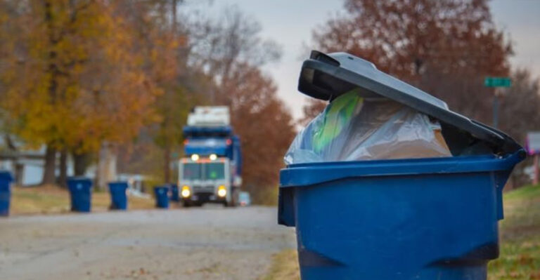trash bin on pavement