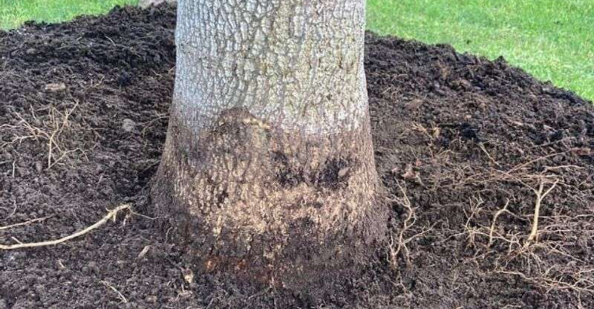 mulch layers under tree