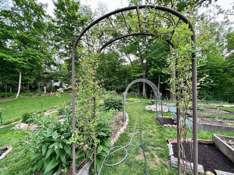 Bed Frames Fashioned Into Garden Arbors