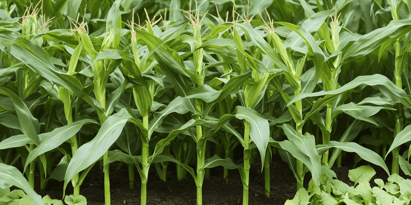 Lettuce And Tall Crops Like Okra Or Corn