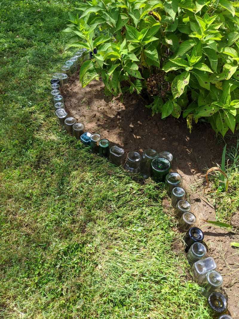 Wine Bottles As Garden Border Edging