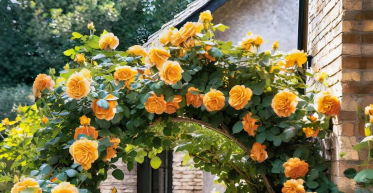 climbing rose in garden