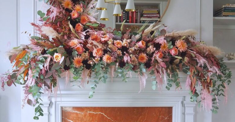 dry flowers on mantel