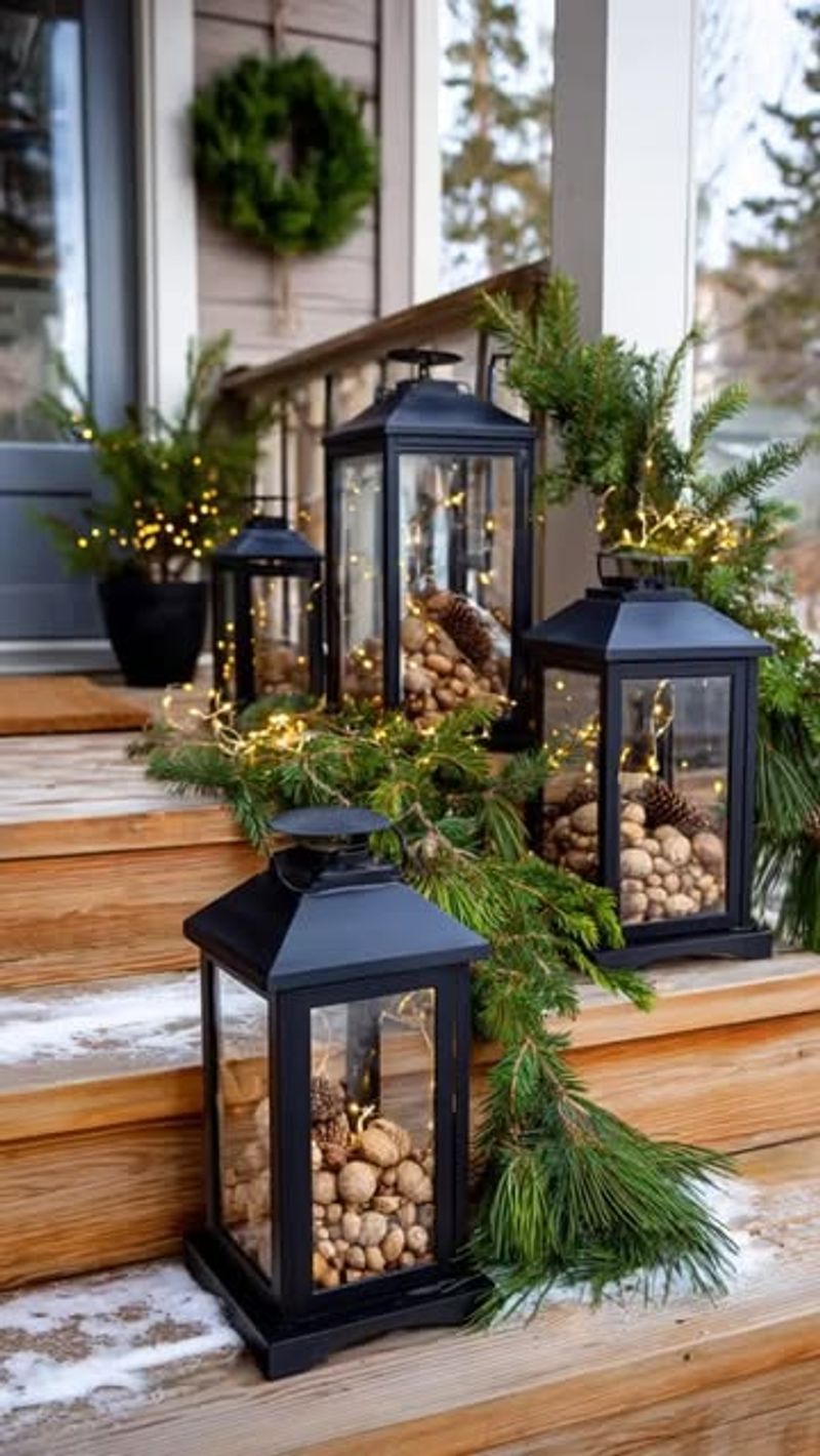 Classic Lantern Arrangements With Fresh Garland