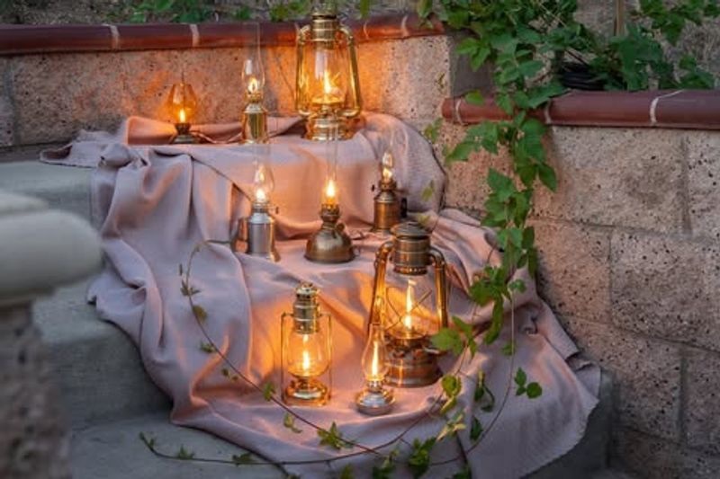 Lantern Clusters On Porch Tables