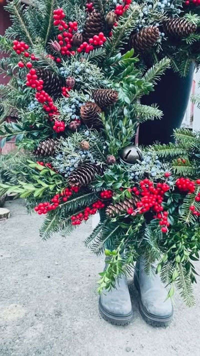 Natural Greenery Mixed With Red Berries