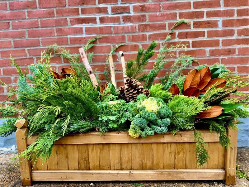 Rustic Wooden Crates Filled With Greenery