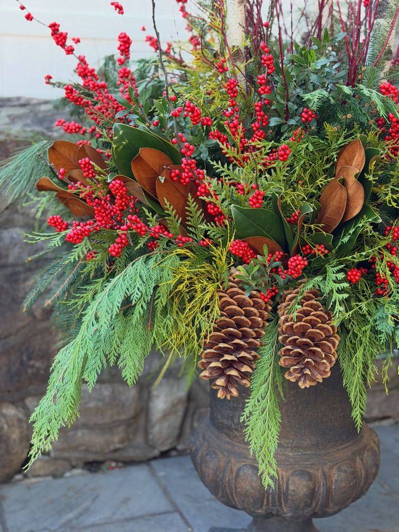 Pinecone And Evergreen Planters