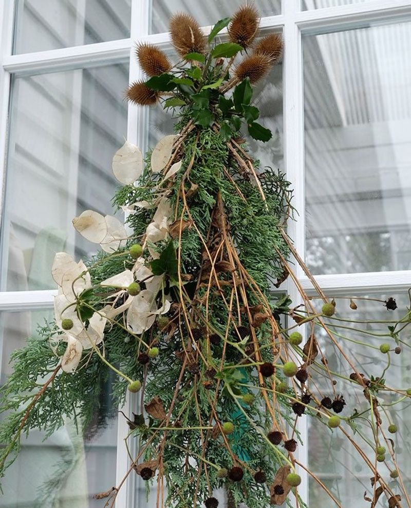 Juniper Branches In Natural Winter Arrangements